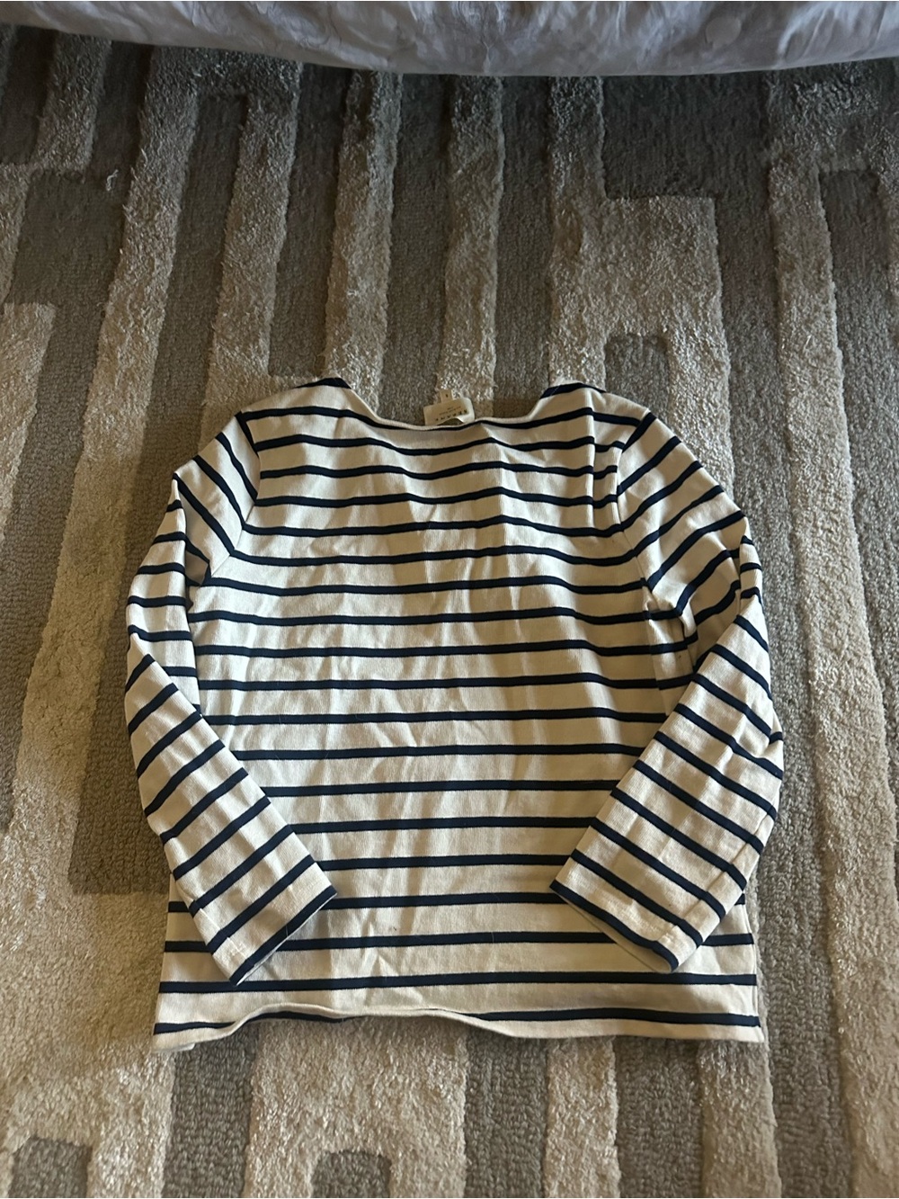 Sezane bateau Striped Long-SleeveTop - Navy and Cream